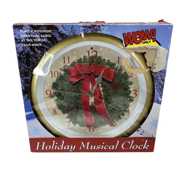 Mark Feldstein Holiday Musical Wall Clock Christmas (New) - Picture 1 of 6